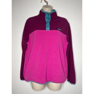 Lands' End Petite 2-Tone Pink Heritage Fleece Pullover Jacket M 10-12